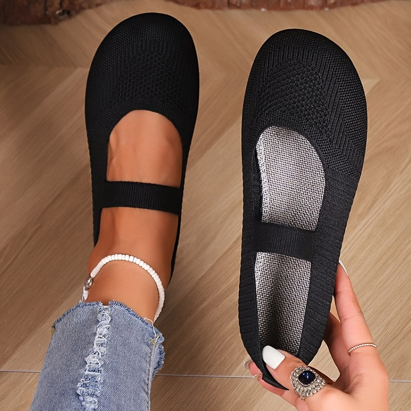 Women's Breathable Flying Shuttle Weave Flat Shoes Casual Slip-On Ankle Strap