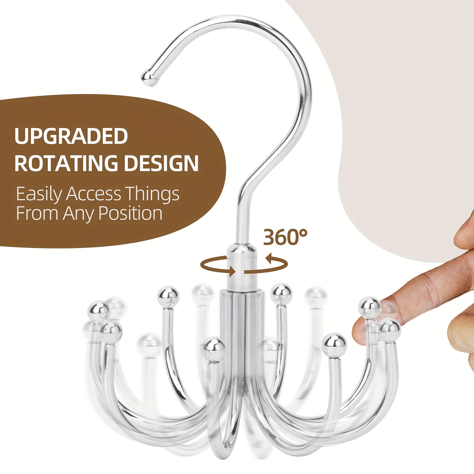 Large Capacity Stainless Steel Belt Storage Hanger with Rotating Hooks for Ties Bras Socks Underwear and Vests