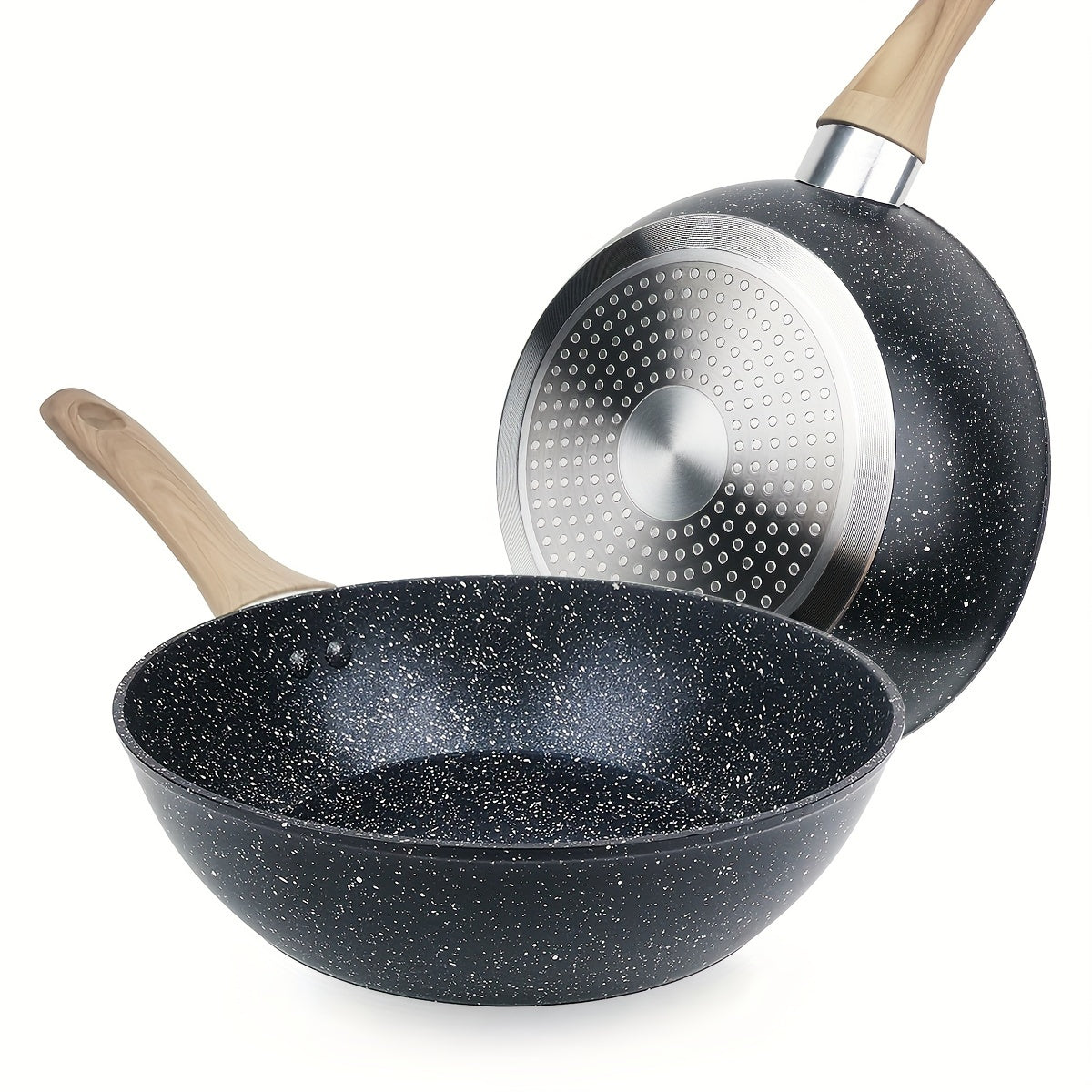 Yog'li qovurilgan idishlar uchun non-stick qovurilgan idishlar, sog'lom pishirish uchun alüminium oshxona anjomlari, gaz plitkasi bilan mos, oson tozalash