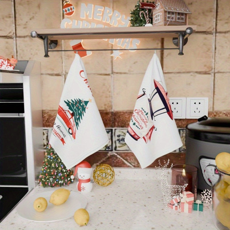 Christmas Kitchen Towels 18x66cm Set Soft Festive Holiday Decor Gift