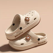 Women's Thick-Soled EVA Clogs with Cartoon Print for Summer Beach Outdoor