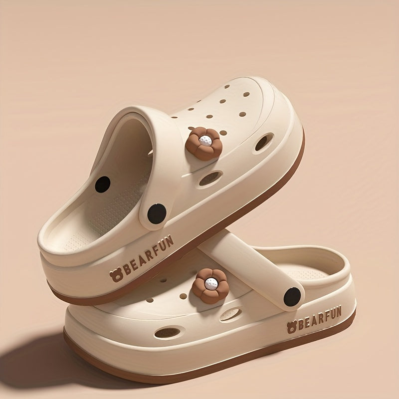 Women's Thick-Soled EVA Clogs with Cartoon Print for Summer Beach Outdoor