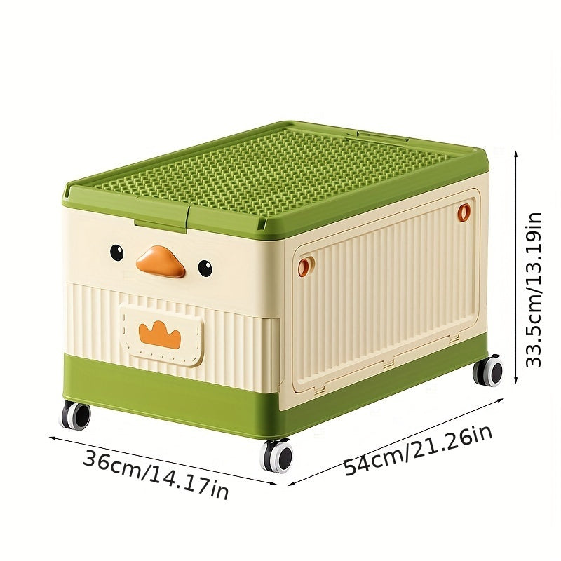 Plastic Foldable Storage Box with Wheels Stackable Container for Shoes Clothes Toys
