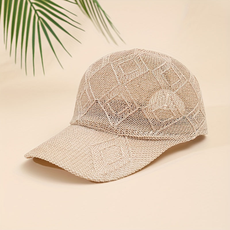 Adjustable Mesh Baseball Cap for Outdoor Sun Protection Breathable Polyester