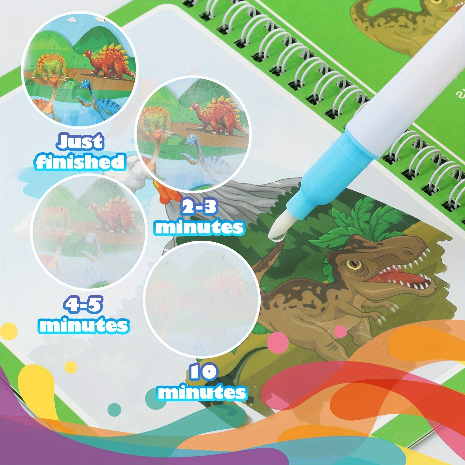 4 ta qayta ishlatiladigan suv bilan bo'yash kitobi, ko'chma va ta'lim beruvchi, uy yoki sinf muhitida rangni qabul qilishni yaxshilaydi.