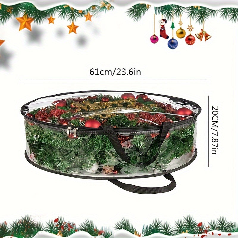 Waterproof Storage Bag with Handle for Christmas Wreaths and Garlands Zippered Organizer