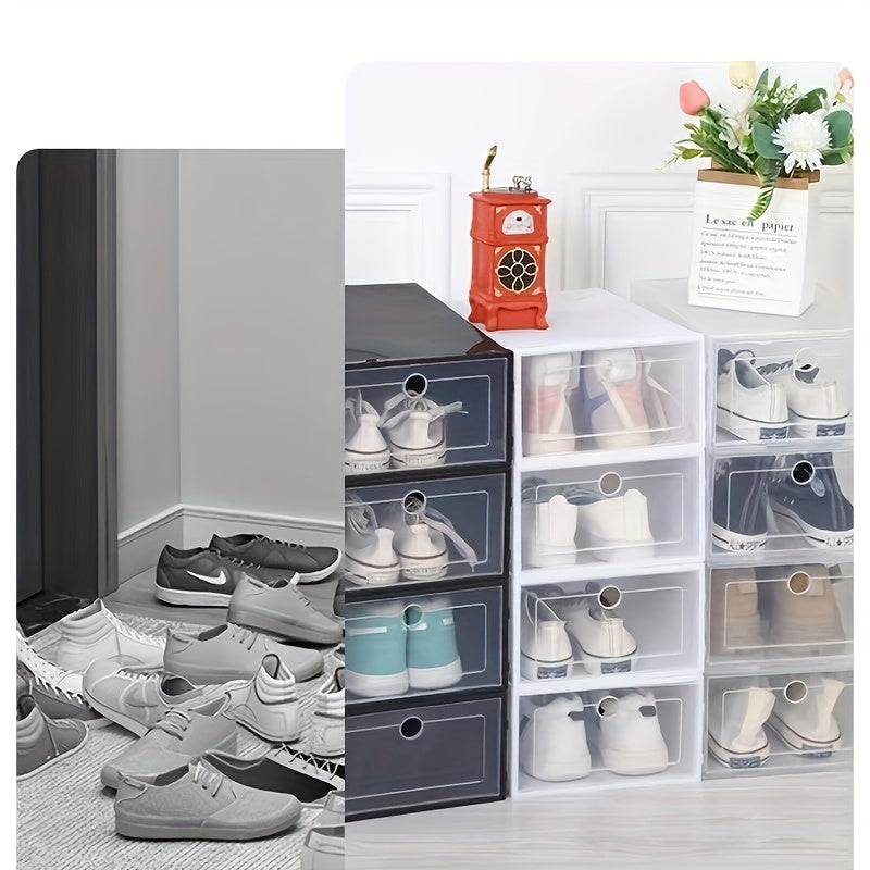 Transparent Plastic Shoe Storage Box with Drawer Waterproof Dustproof Durable Material
