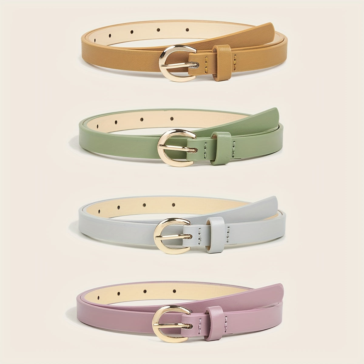 Women's PU Leather Belt with Needle Buckle for Casual Jeans in Solid Colors