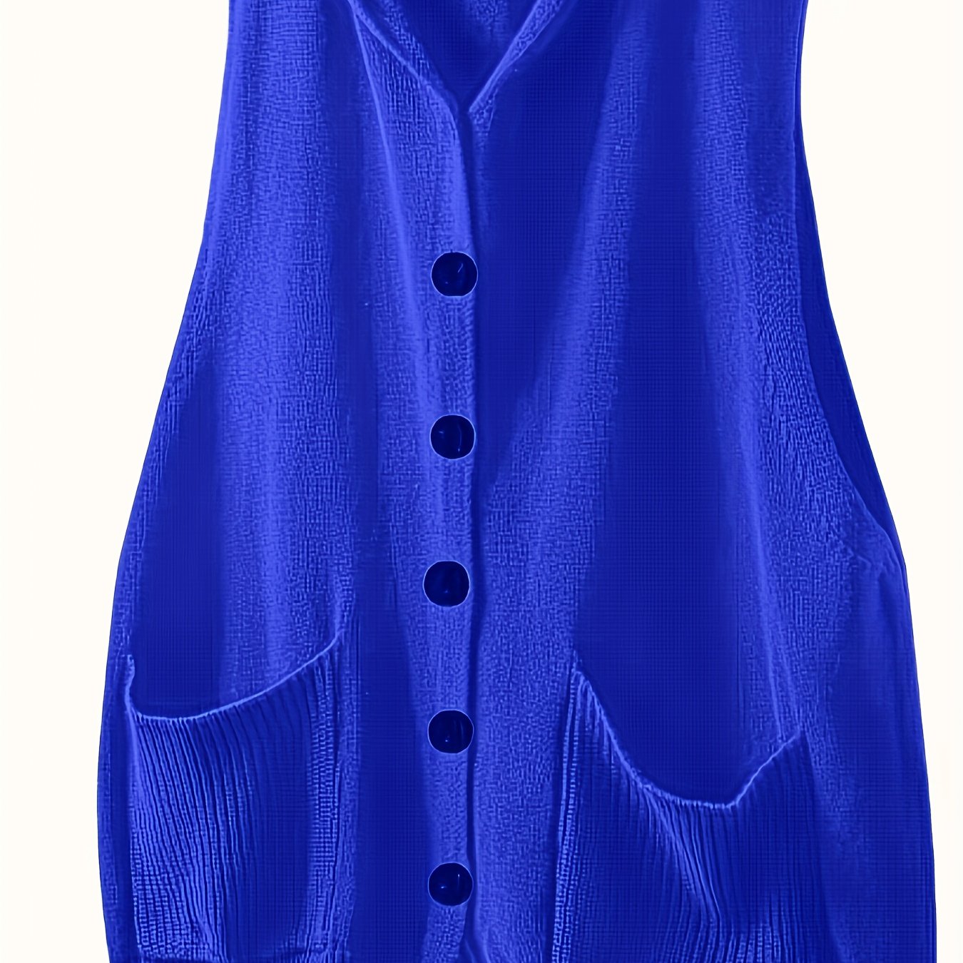 Plus Size Women's Sleeveless Cardigan Vest Solid Color Front Buttons Fall Casual