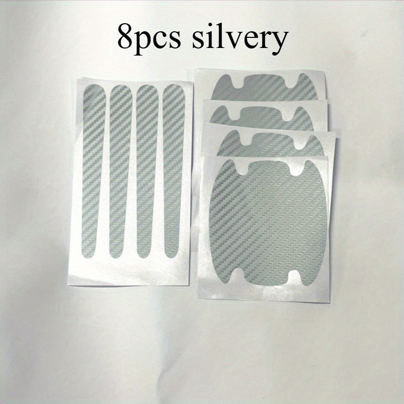 8 Pcs Carbon Fiber Car Door Handle Protectors Scratch Resistant Covers Universal Fit Black