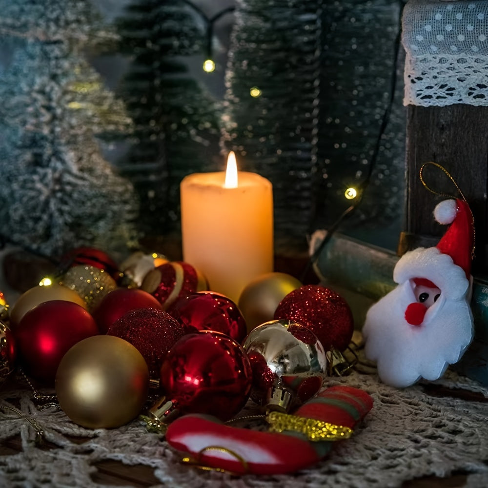 50 Classic Round Plastic Christmas Ornaments for Tree Decoration Holiday Party Supplies