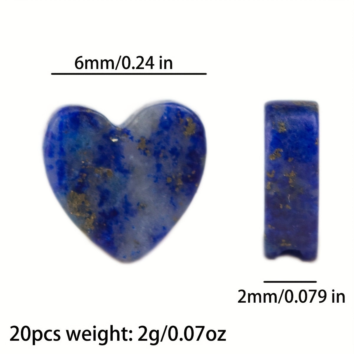 Juego de 20 cuentas de piedra natural con forma de corazón multicolor 6x2mm para hacer joyería