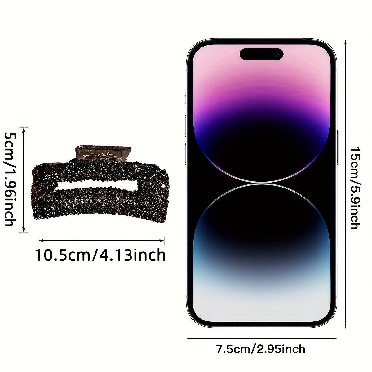 Women's Square Water Diamond Grip Hair Clips Set PVC Elegant Minimalist Oblong Rhinestone