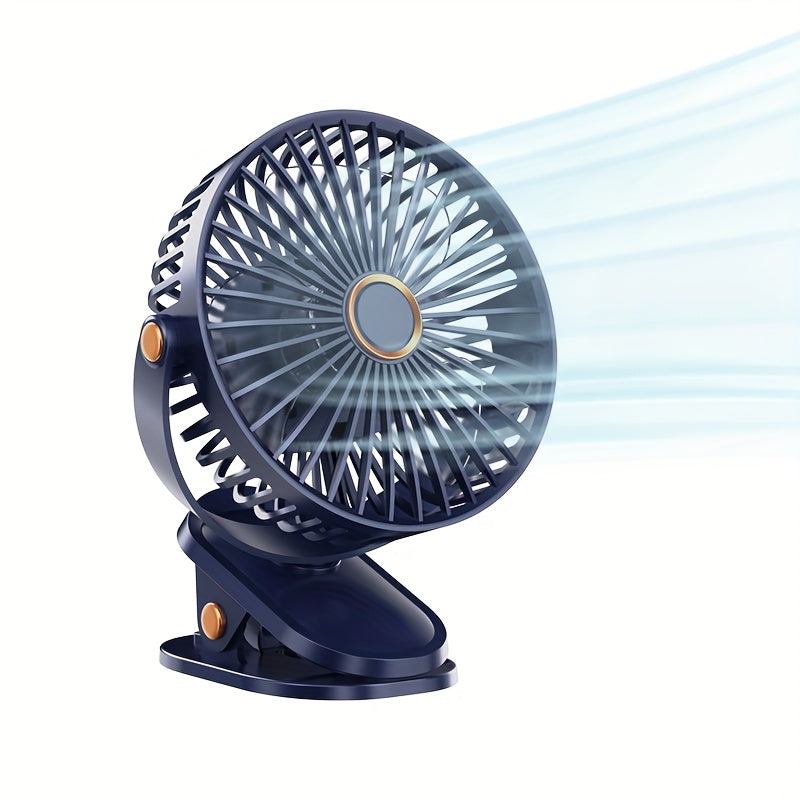 Portable USB Desk Fan with 5-Speed Adjustable, 720° Rotation, Quiet Clip Design