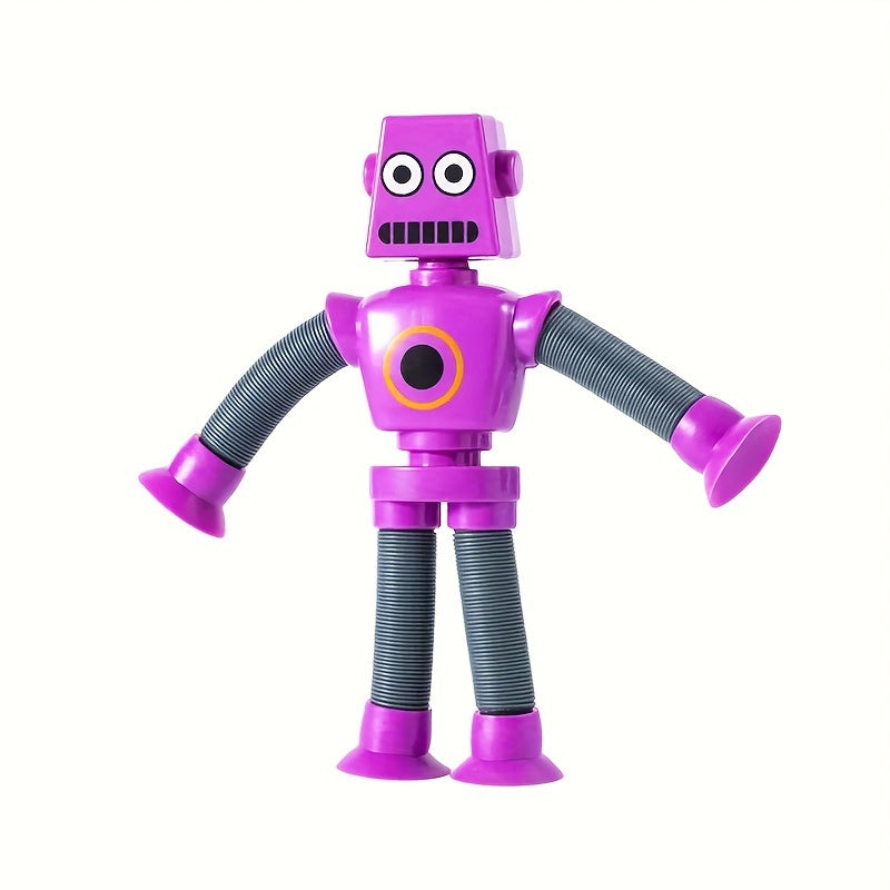 6-8 yoshdagi bolalar uchun DIY o'zgaruvchan robot o'yinchoq: 4 rangdagi teleskopik pop quvuri dizayni bilan ijodiy va ta'limiy sezgi o'yinlari.