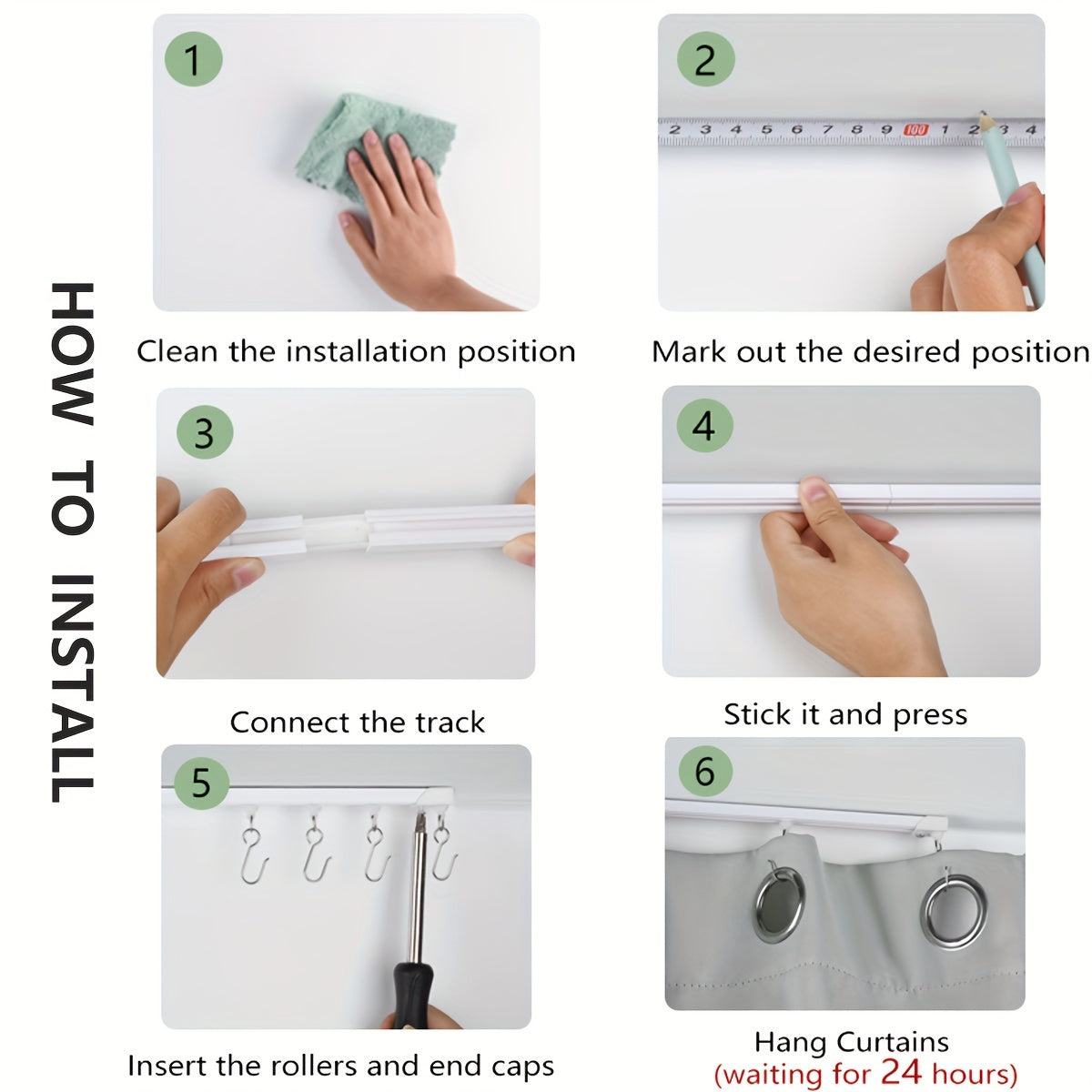 Red Self-Adhesive Bathroom Curtain Track with Silent Glide Nano Rail and Pulleys