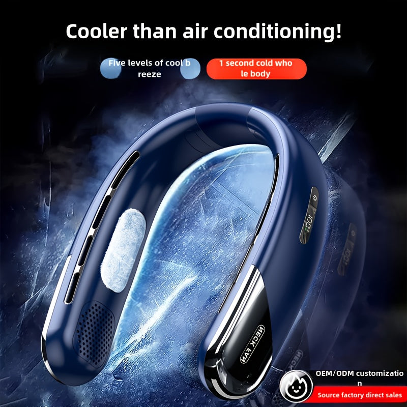 Bladeless Neck Fan Portable USB Rechargeable Handheld Hands-Free Cooling