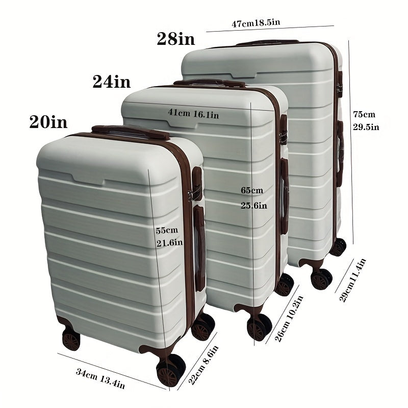 Women's 3-Piece Spinner Luggage Set Hard Shell ABS PC Lightweight TSA Lock Zipper Closure