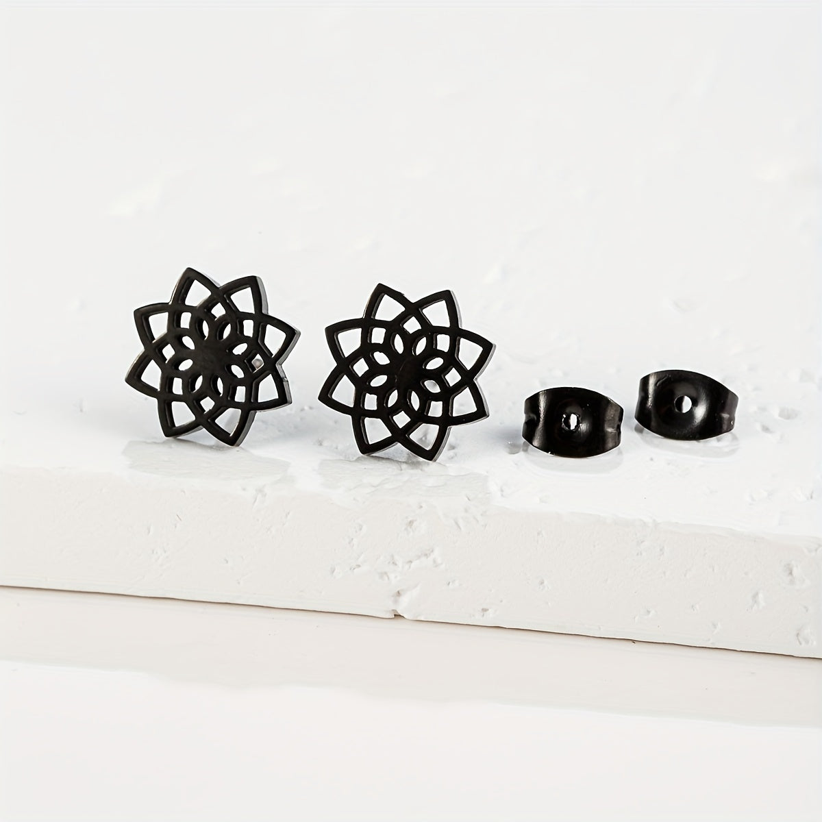 Women Stainless Steel Mandala Stud Earrings Geometric Flower Daily Yoga
