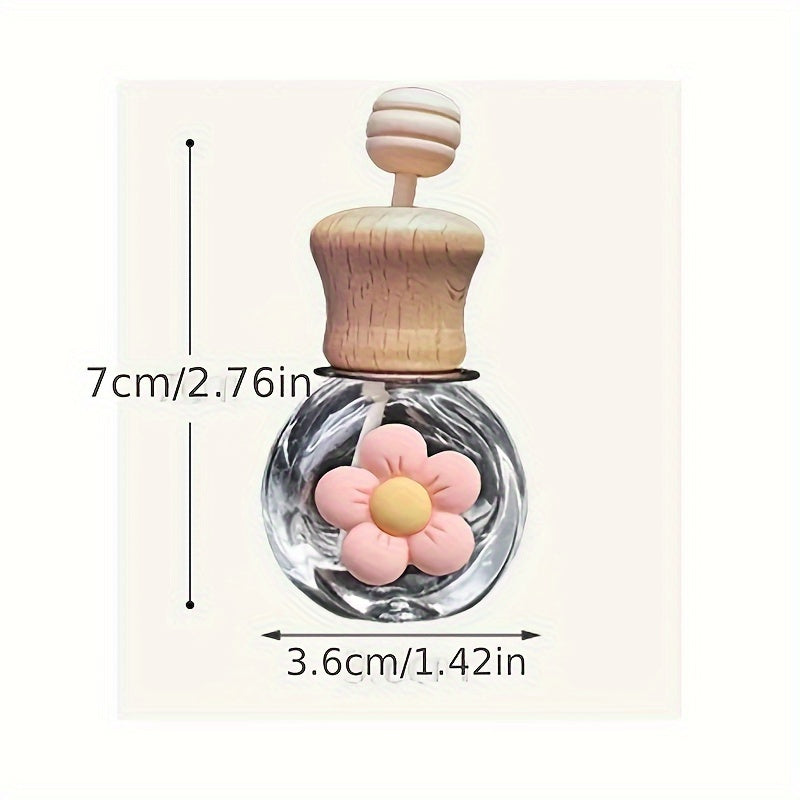 Qayta to'ldiriladigan avtomobil havo yangilovchi, gul bilan bezatilgan shisha shisha, efir moylari uchun diffuzor