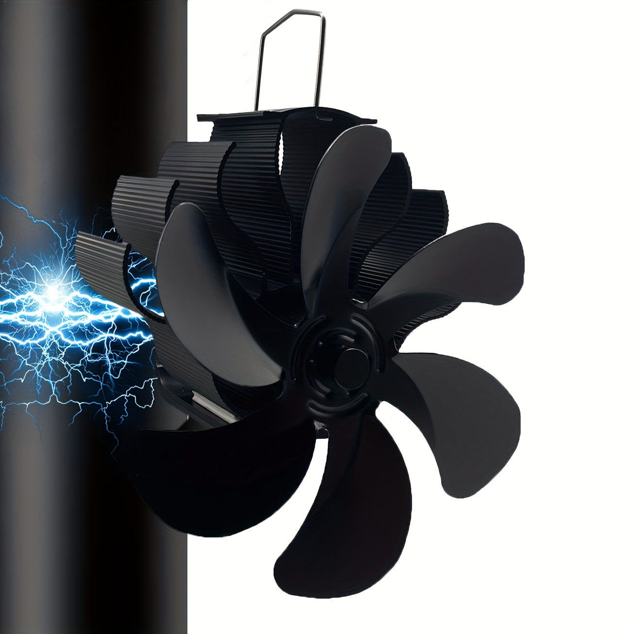 6-Blade Wood Stove Fan for Fireplace Pipe Adjustable Magnetic Quiet Warm Air