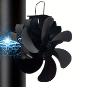 6-Blade Wood Stove Fan for Fireplace Pipe Adjustable Magnetic Quiet Warm Air