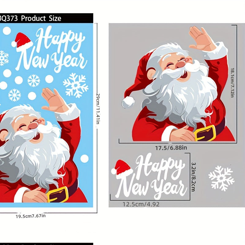 Christmas Window Stickers Set with Santa Snowman Elk Snowflake Decorations