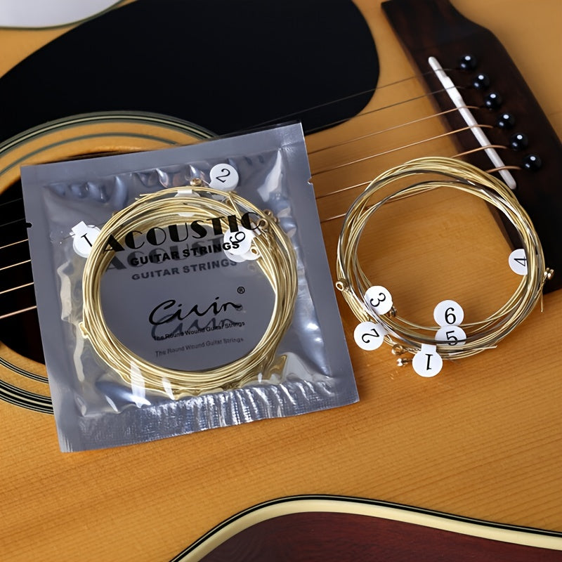 Brass Hexagonal Steel Core Acoustic Guitar Strings Set for Improved Sound and Durability