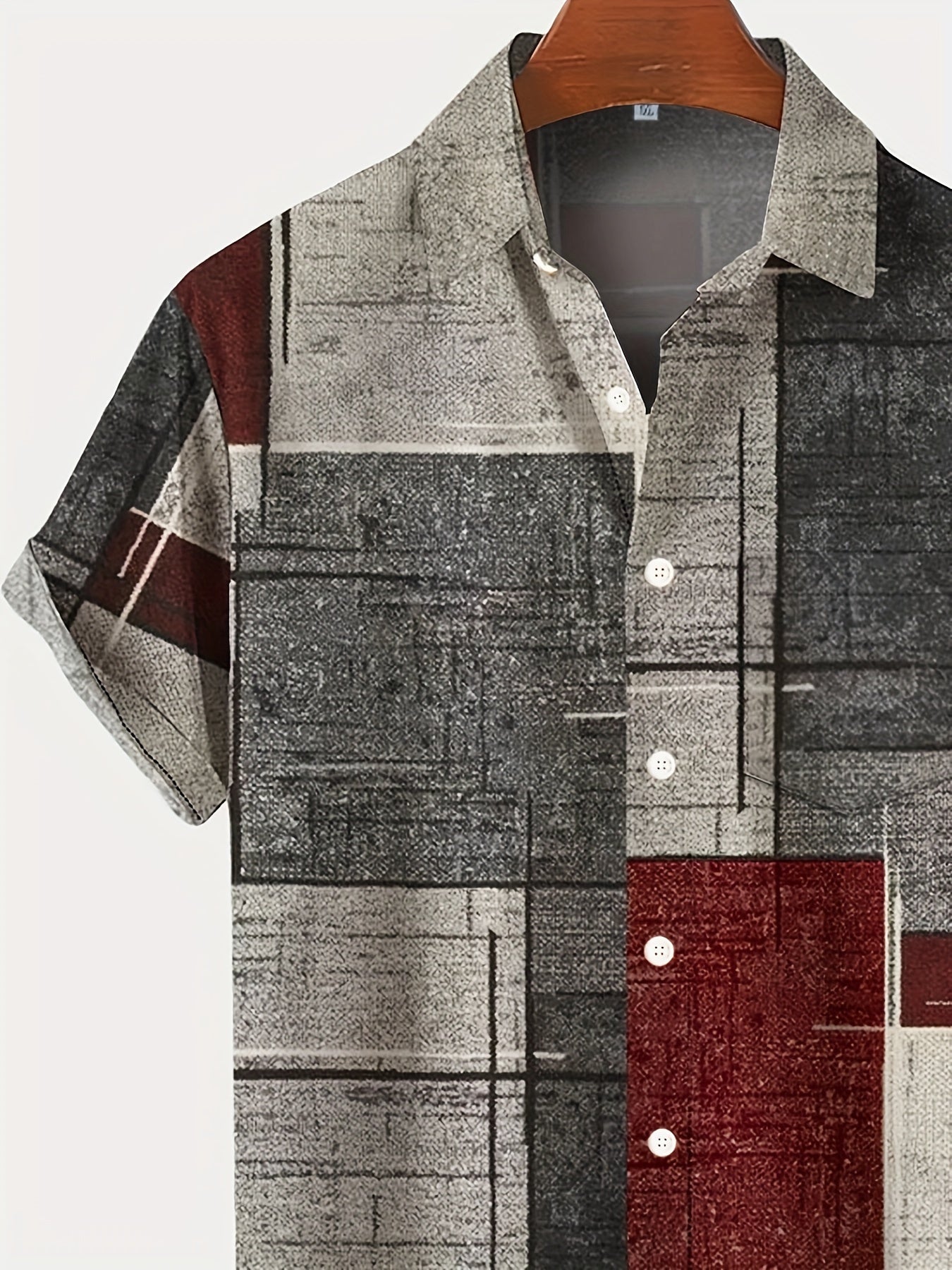 Men's Plus Size Hawaiian Shirt Short Sleeve Geometric Pattern Chest Pocket Summer Beach Wear