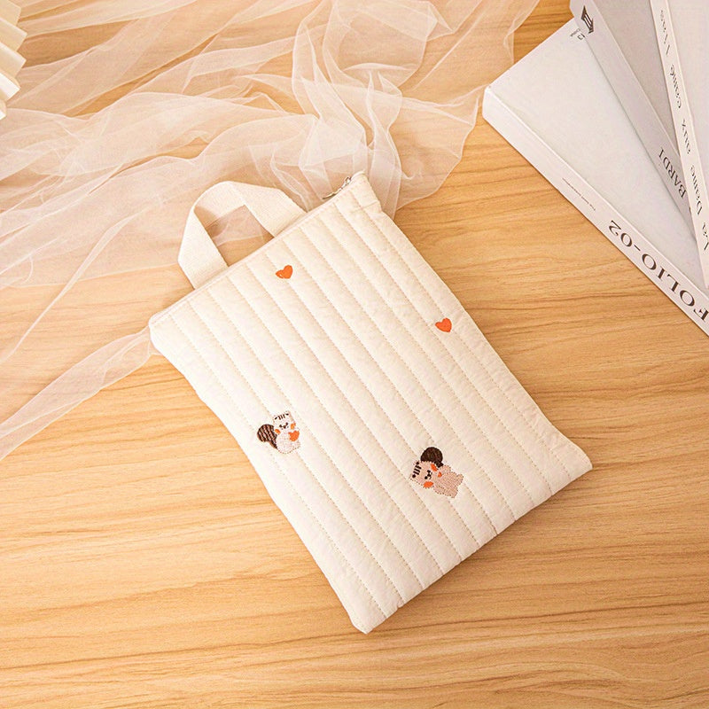 Quilted Cotton Tote Bag with Embroidery Diaper Wipe Storage Baby Stroller Accessory