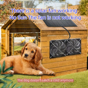 Quyosh energiyali uy hayvonlari uchun ventilyator 15W Monokristall panel bilan sovutish, itlar va mushuklar uchun