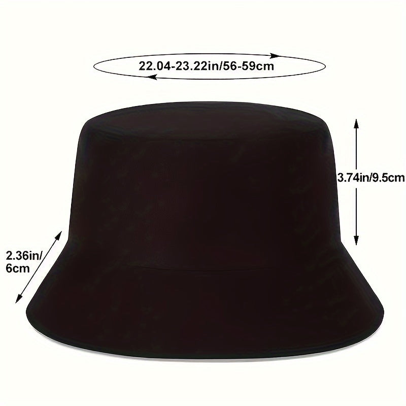 Reversible Bucket Hat for Women and Men with Smiling Embroidery Sun Protection Polyester