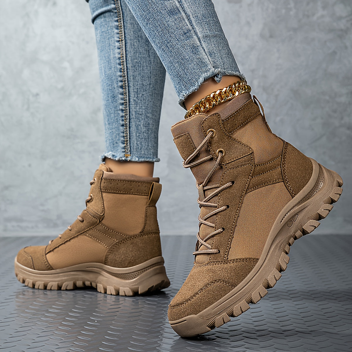 Women's Tactical Boots High-Top for Hiking Outdoor Training Breathable Lightweight