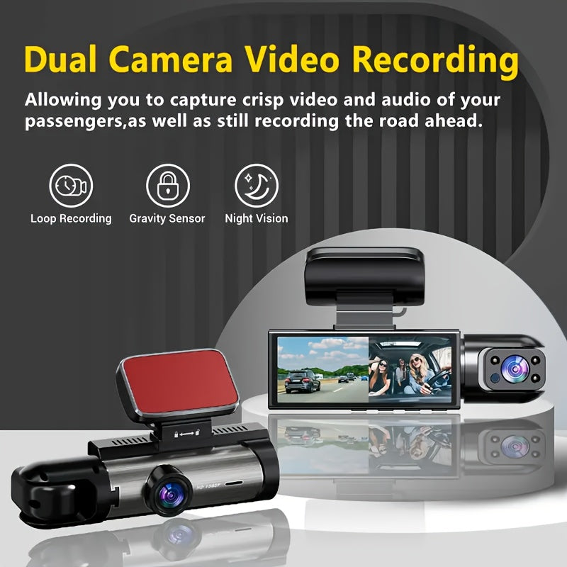 1080P Dual Camera Dash Cam with IR Night Vision Wide Angle Lens 8.03cm LCD Screen Loop Recording Car Camera