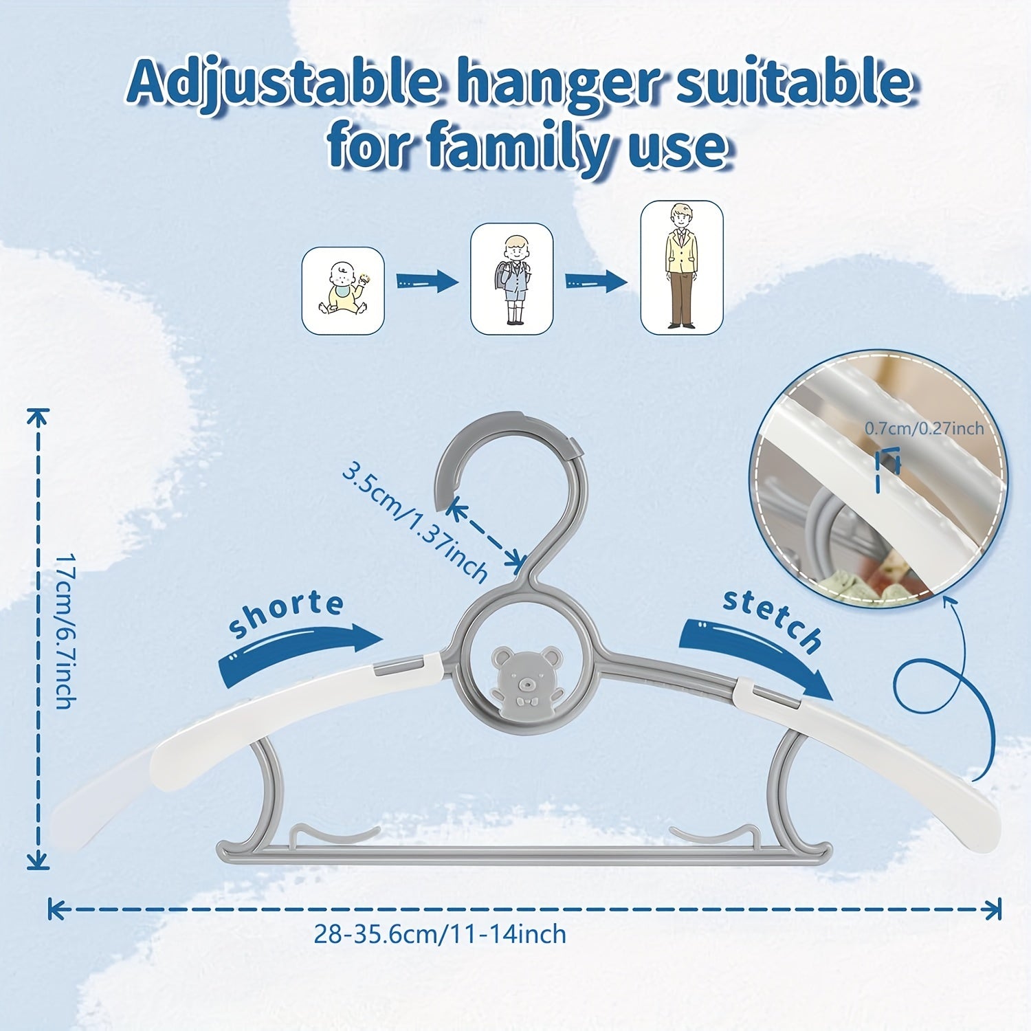 Adjustable Retractable Clothes Hanger Gray Suitable for Any Occasion