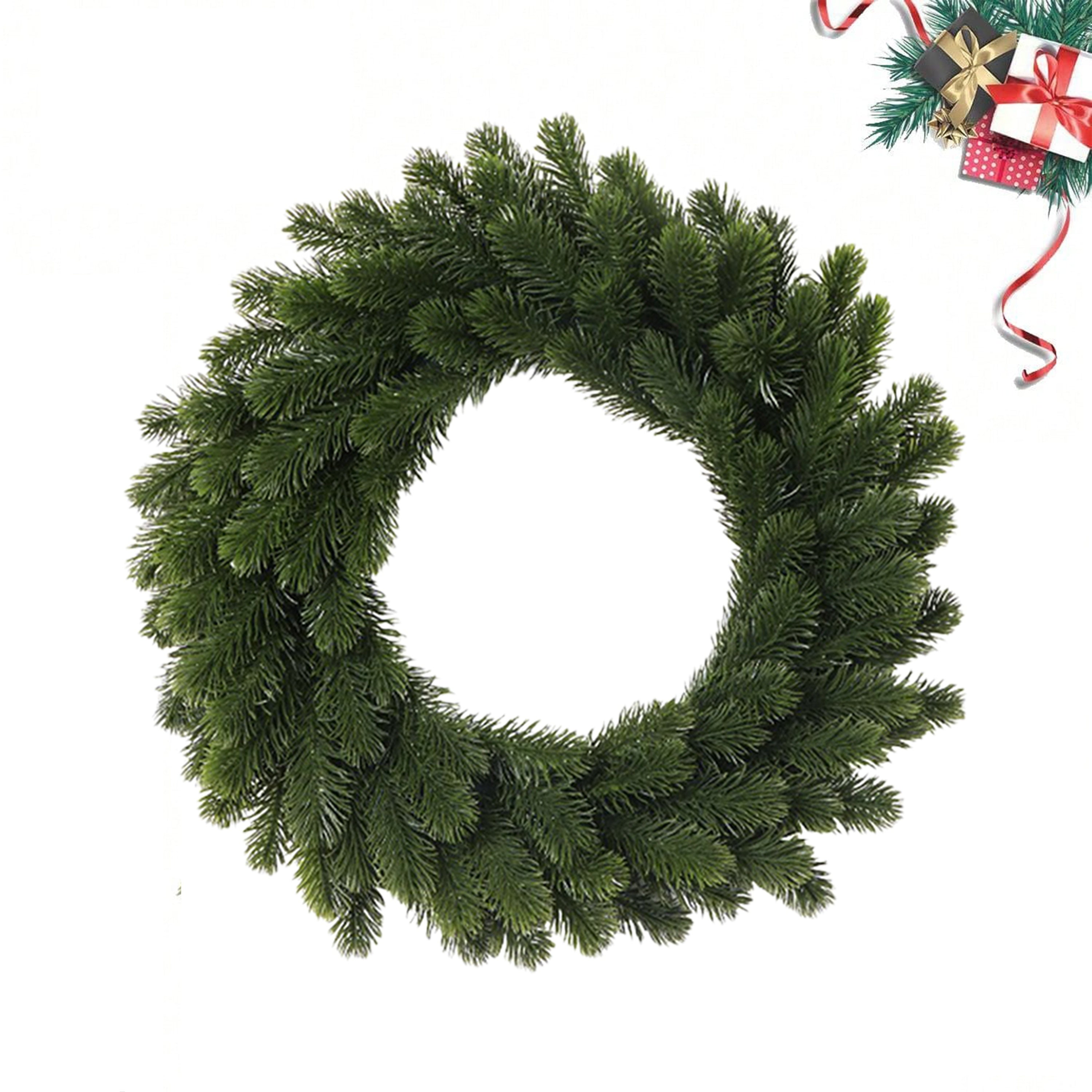 Green Pine Needle Wreath for Christmas Indoor Outdoor Decor