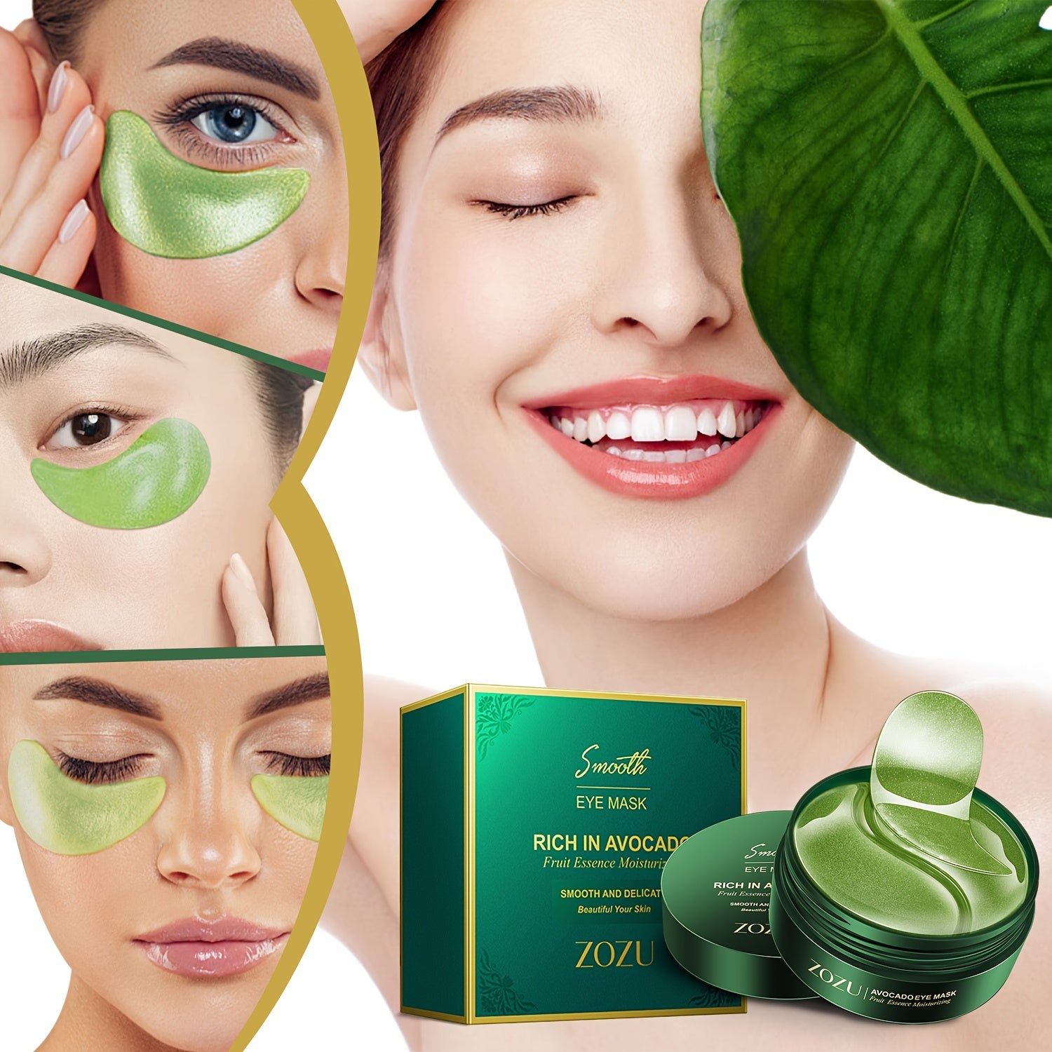 Unisex All Skin Moisturizing Eye Masks with Avocado and Gold for Firming and Tightening