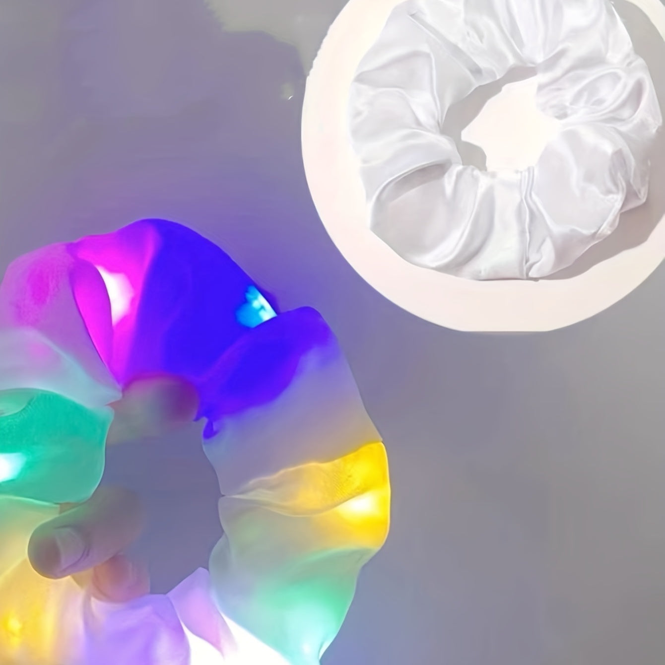 Set of 6 Neon LED Hair Scrunchies in Various Colors Light Up Hair Ties for Women at Parties and Festivals