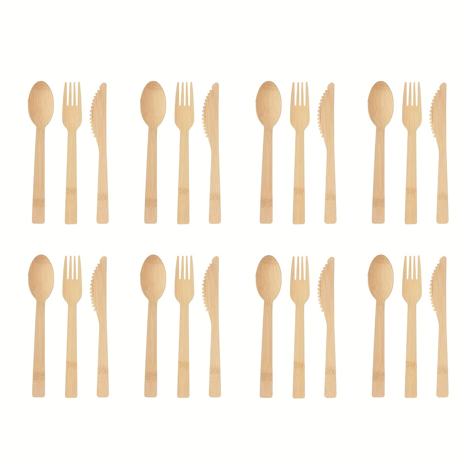 Premium Bamboo Cutlery Set 24 or 36 Pieces Disposable Knives Forks Spoons