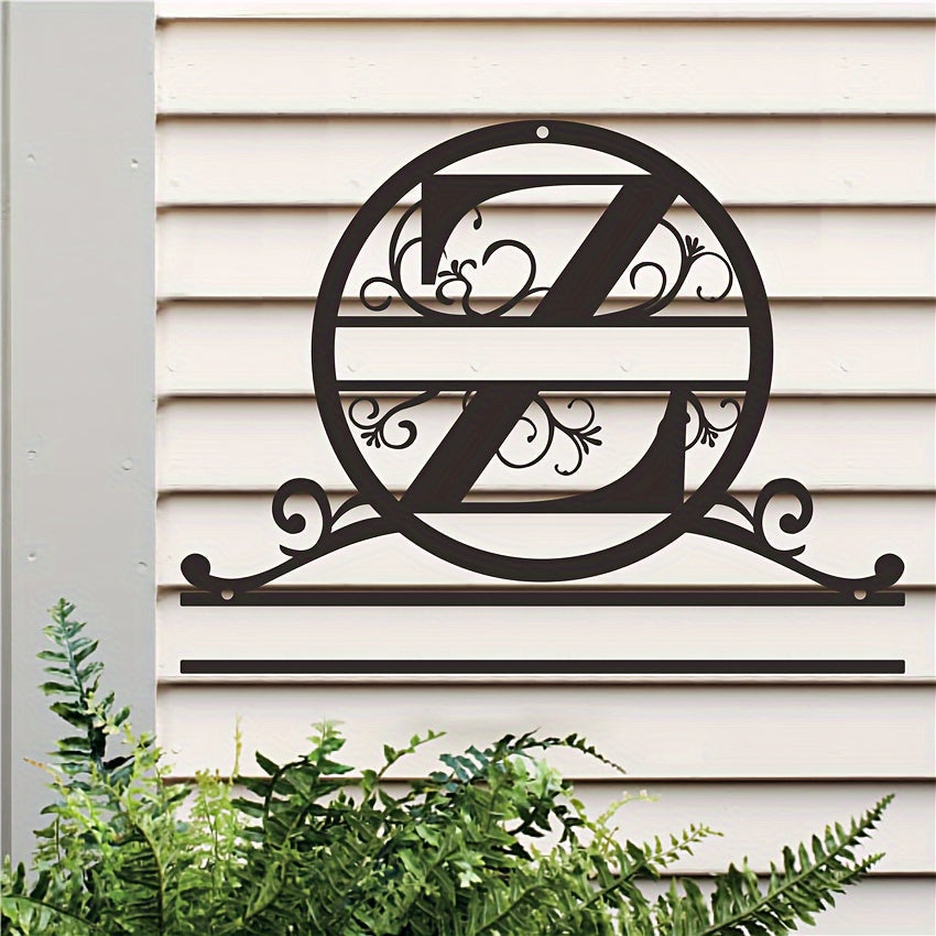 Maxsus metall oilaviy nom yozuvi bilan monogram va familiya, ob-havo sharoitiga chidamli, bardoshli va teksturali yakuniy uchun uy bezaklari