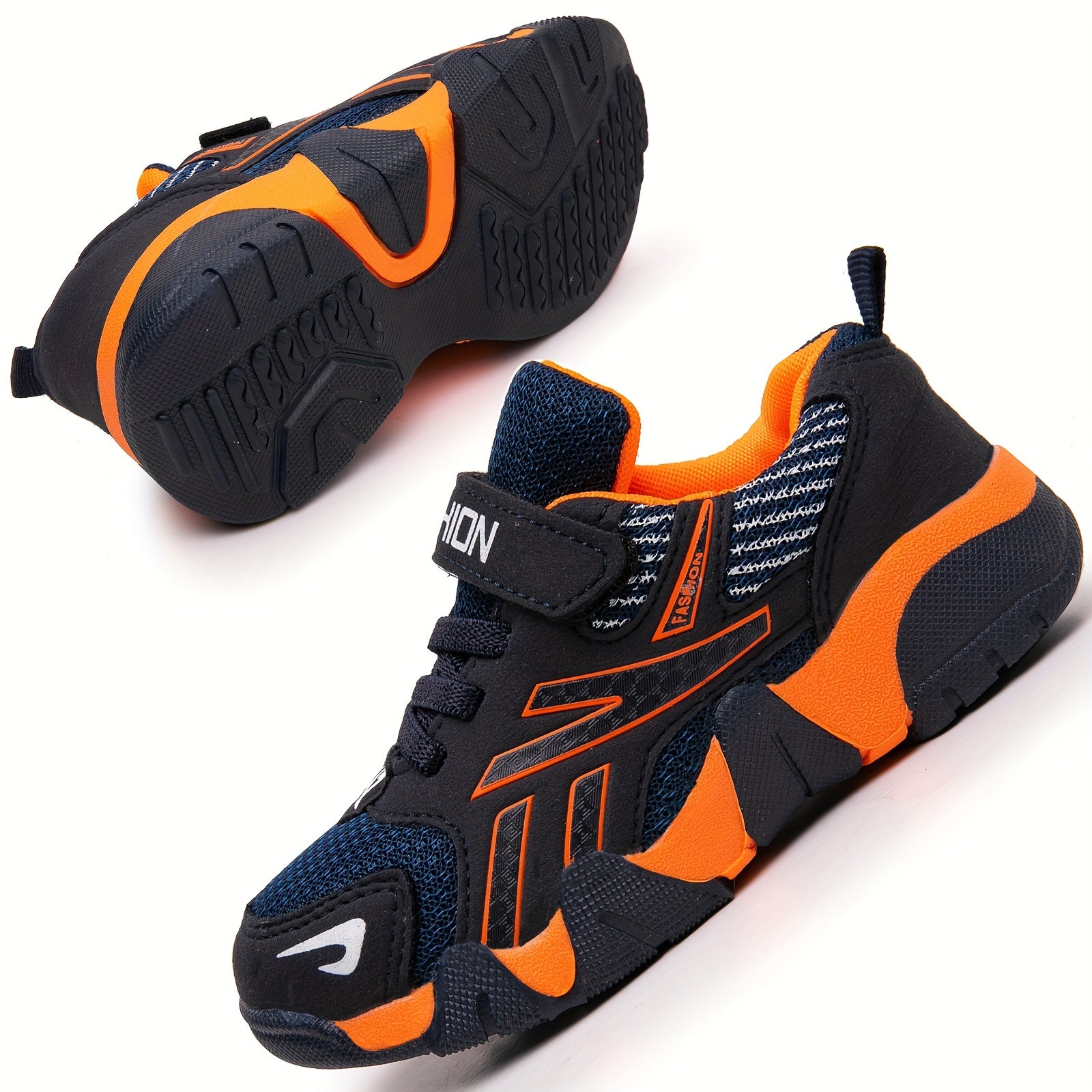 Kids Boys and Toddlers Sporty Sneakers Breathable Fabric Rubber Sole Adjustable Fastener