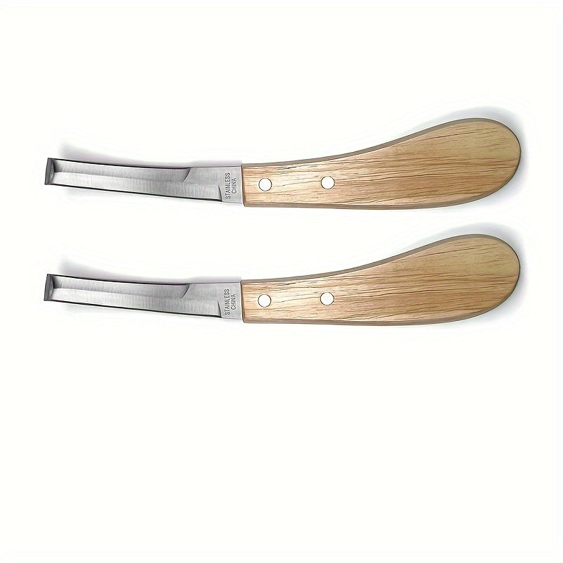 Hoof Knife Set with Double-Sided Blades and Wooden Handles for Horses 2 or 3 Pieces