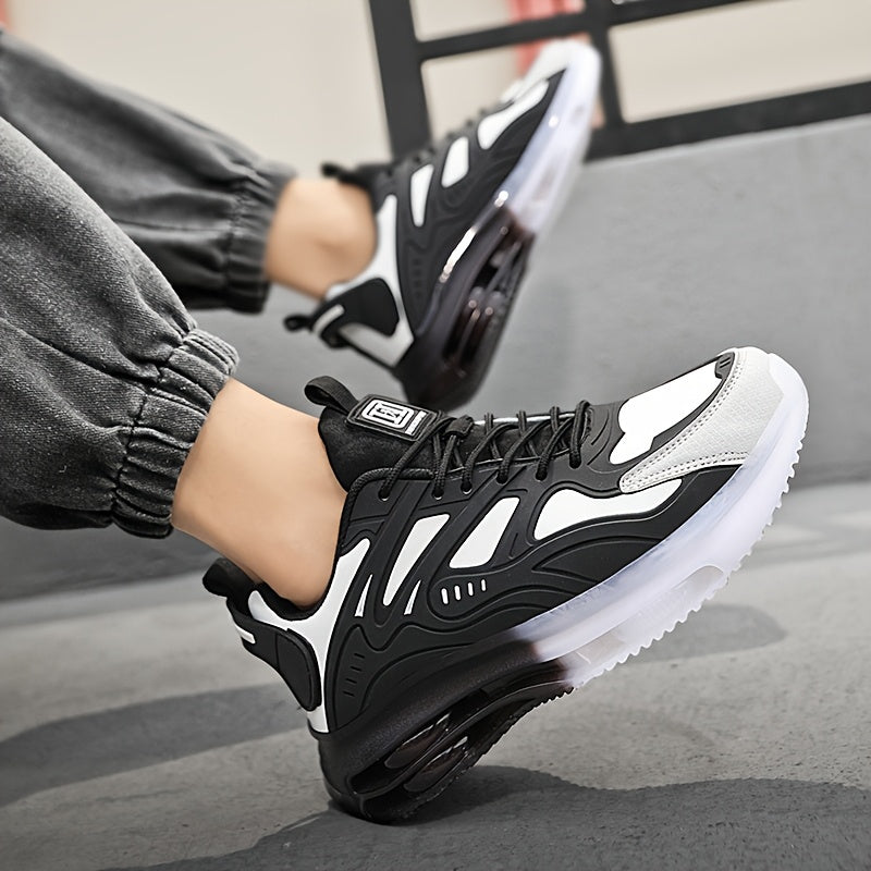 Men's Breathable Knit Athletic Sneakers with Air Cushion Non-Slip Sole for Outdoor and Casual Wear