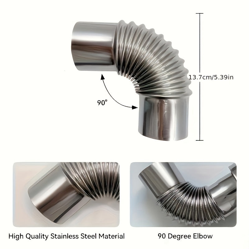 Durable Plastic Exhaust Pipe Bendable Chimney Flue for Wood Stove 1pc Stainless Steel Elbow