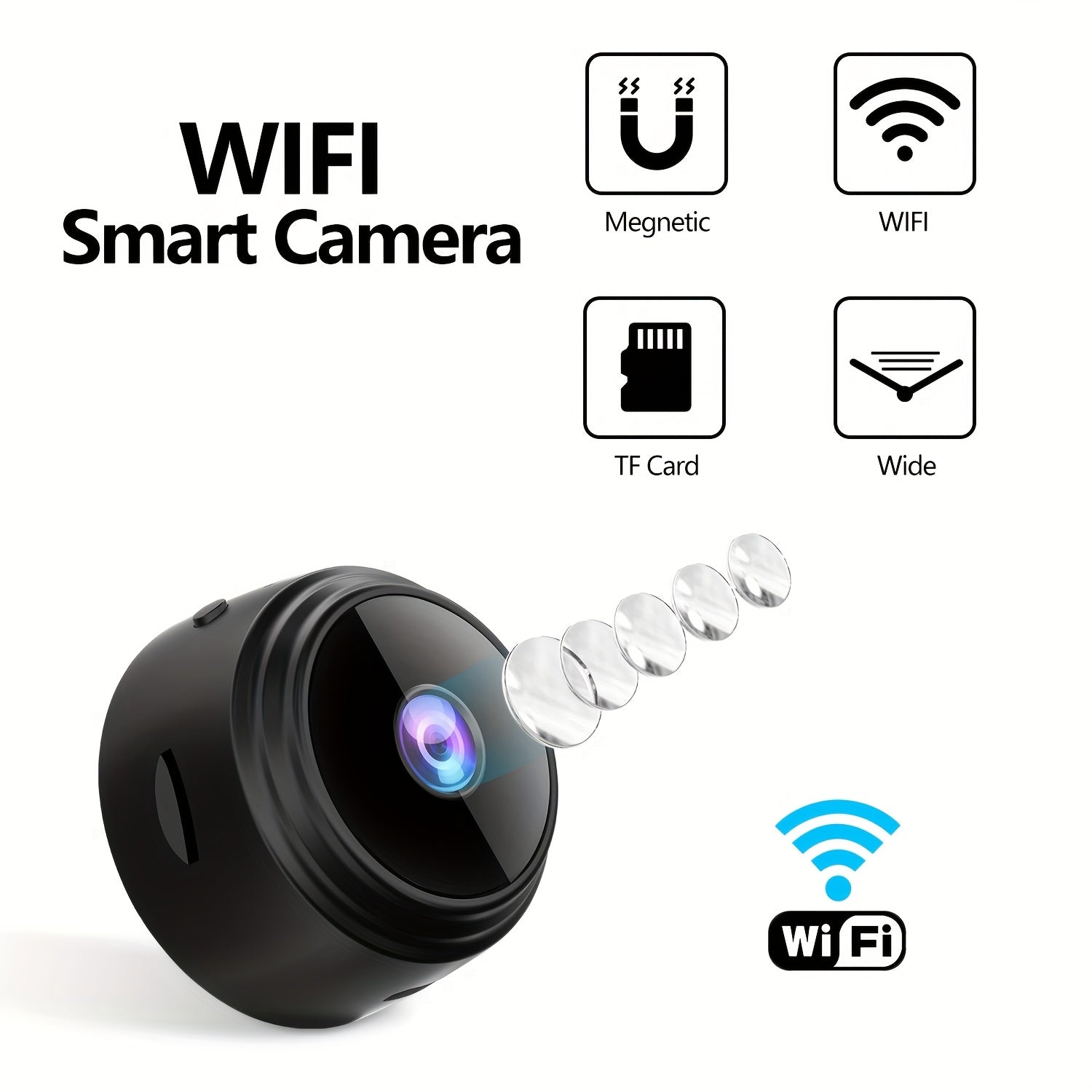 HD 480P WiFi Camera for Smart Home Security Battery or USB Powered ABS Material 2.4GHz Wireless Remote Control