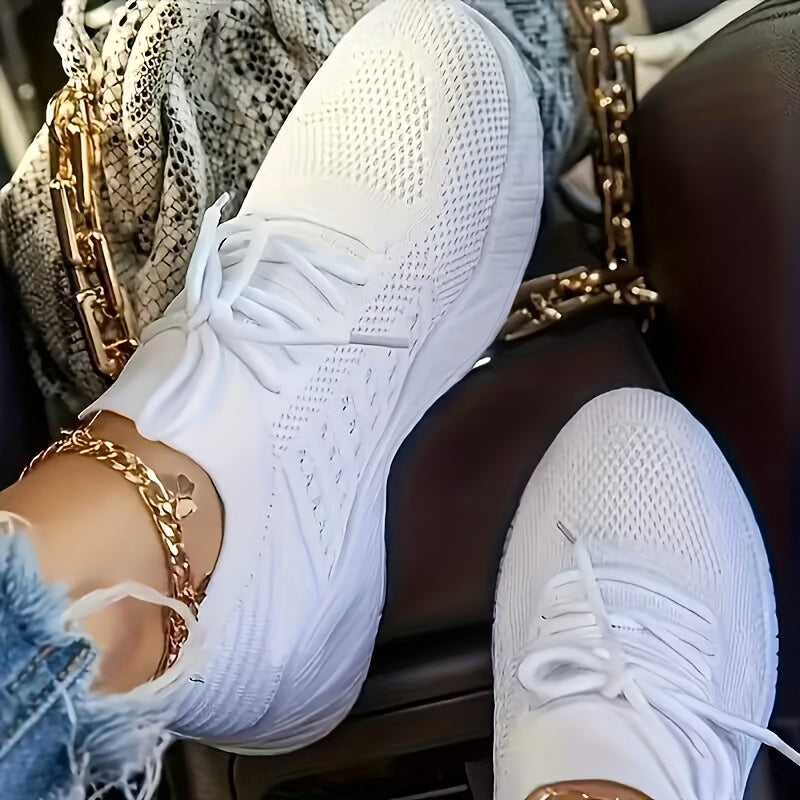 Women Mesh Lace-Up Sneakers Comfortable Lightweight Casual Shoes