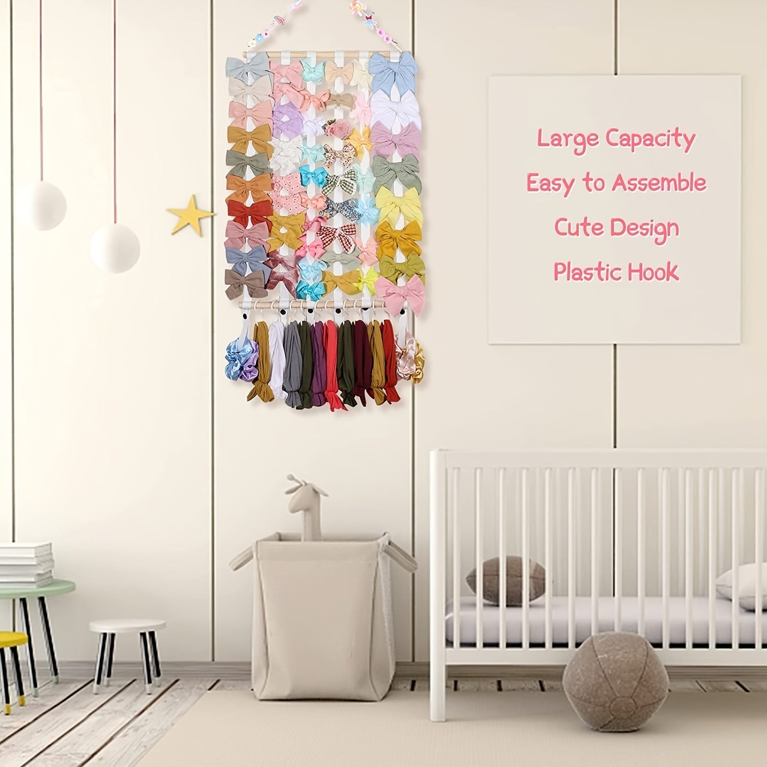 Girls Hair Bow Clips Holder Wall Organizer Jewelry Storage for Kids Room