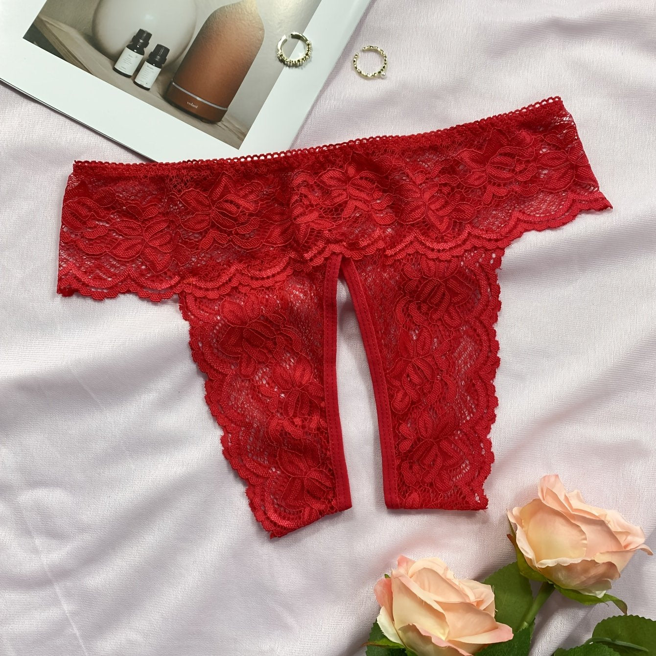 Women's Lace Thongs Open Crotch Panties Sexy Lingerie