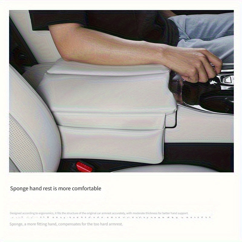 Car Interior Foam Padded Center Console Armrest Mat Gray Fit 009