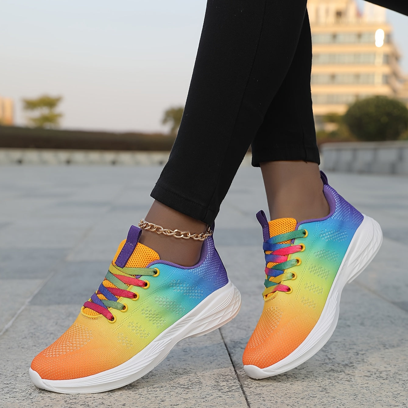 Women's Breathable Running Shoes All-Season Beige Lace-Up Sneakers